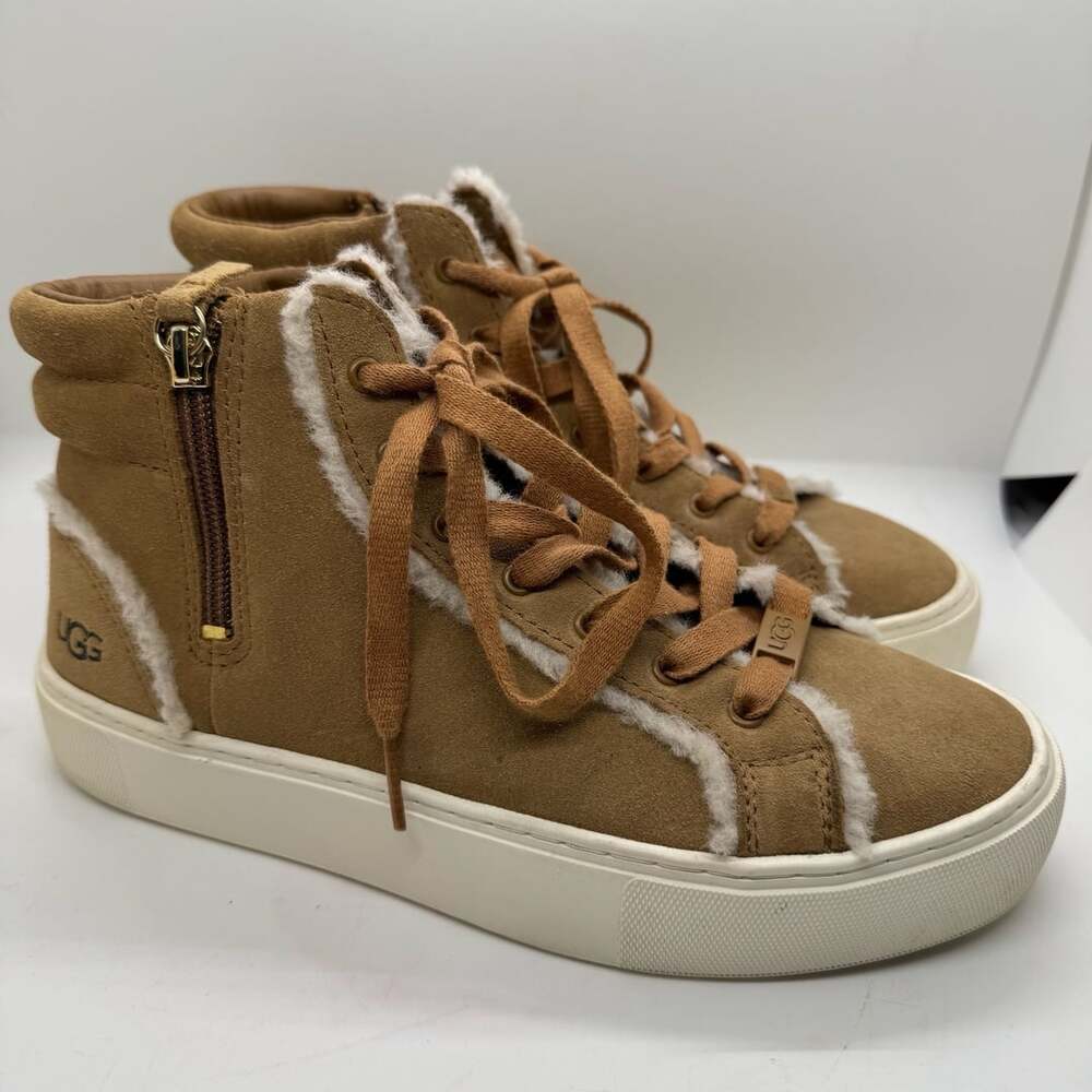 UGG Women's Olli Heritage Chestnut Suede High Top Shearling Sneakers Size 6.5